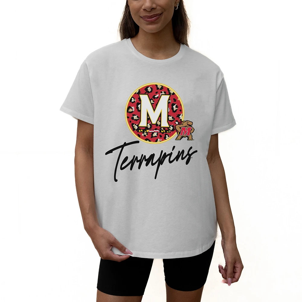 Women's Gameday Couture White Maryland Terrapins Wild Expectations Tri-Blend Flowy T-Shirt