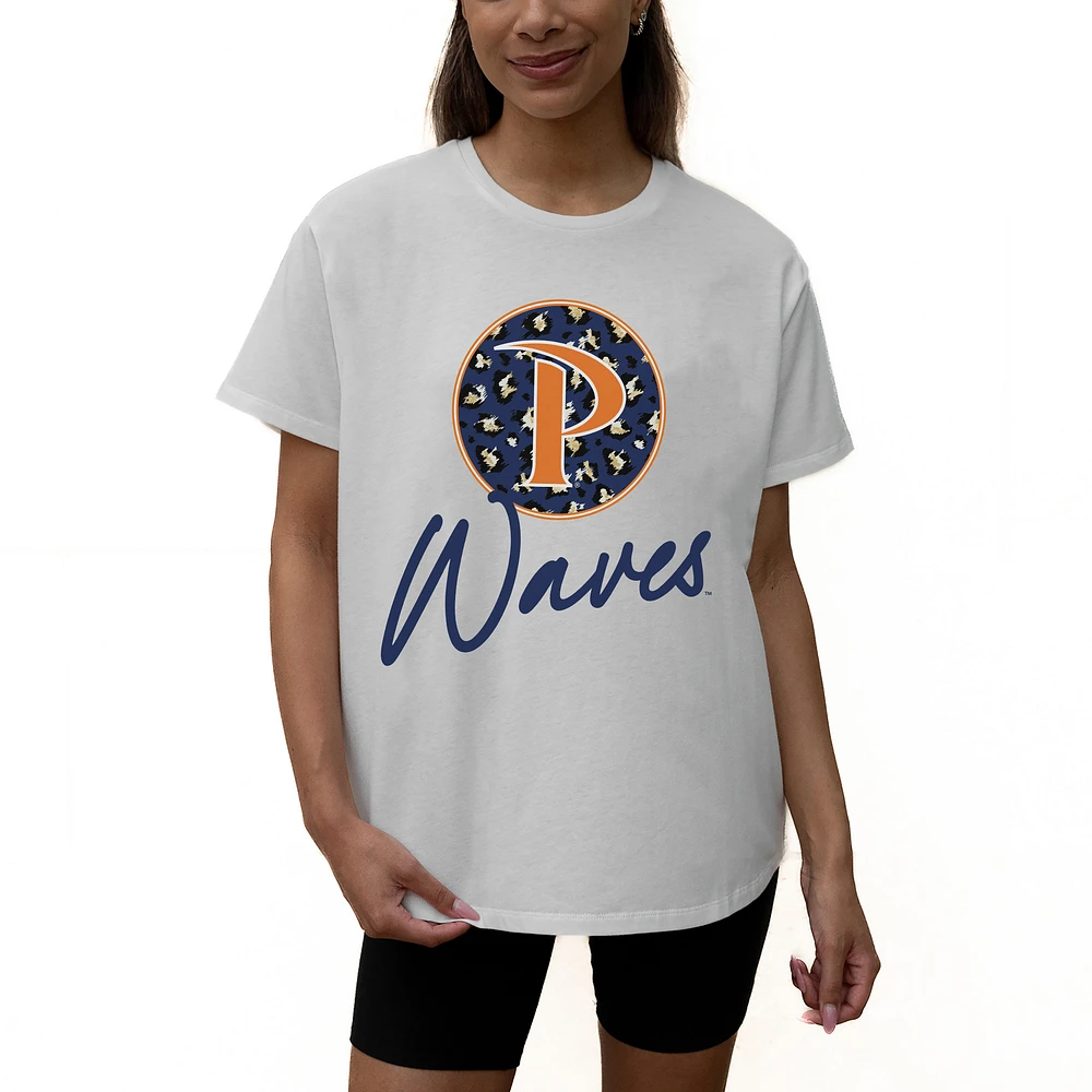 Women's Gameday Couture White Pepperdine Waves Wild Expectations Tri-Blend Flowy T-Shirt