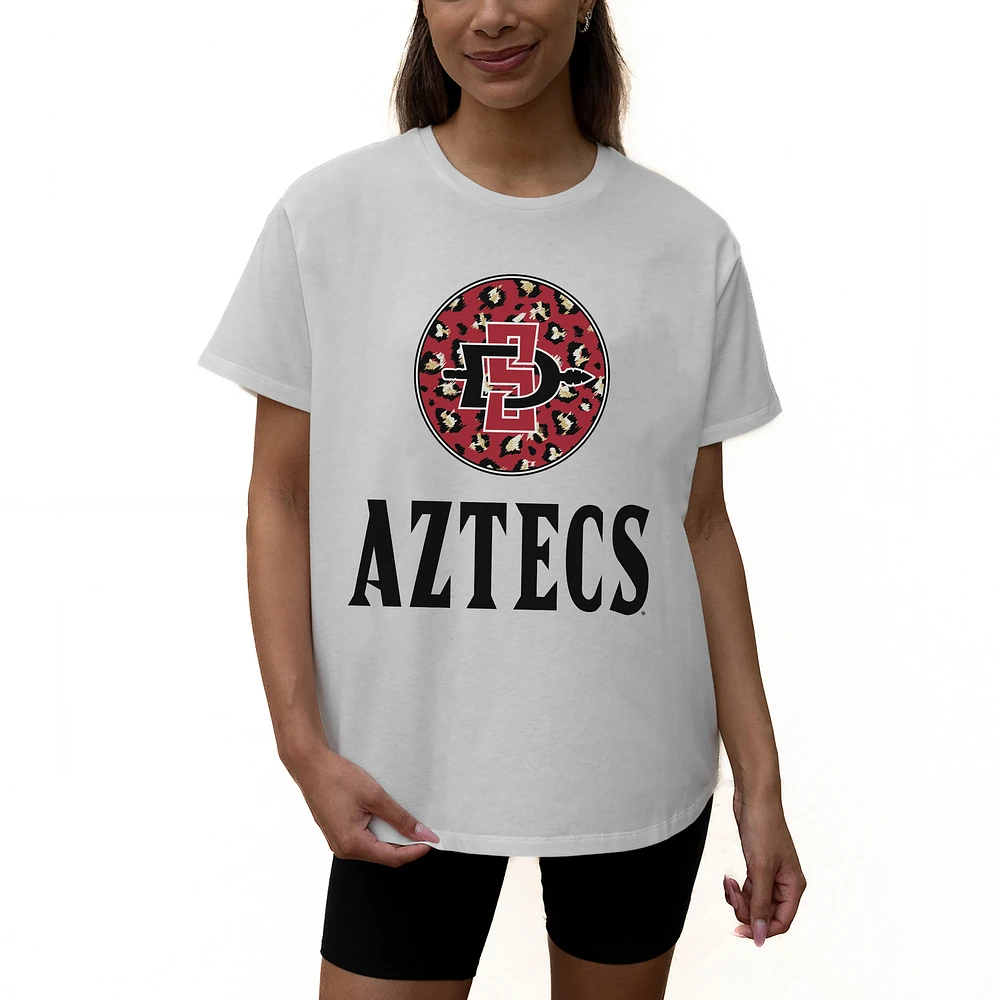 Women's Gameday Couture White San Diego State Aztecs Wild Expectations Tri-Blend Flowy T-Shirt