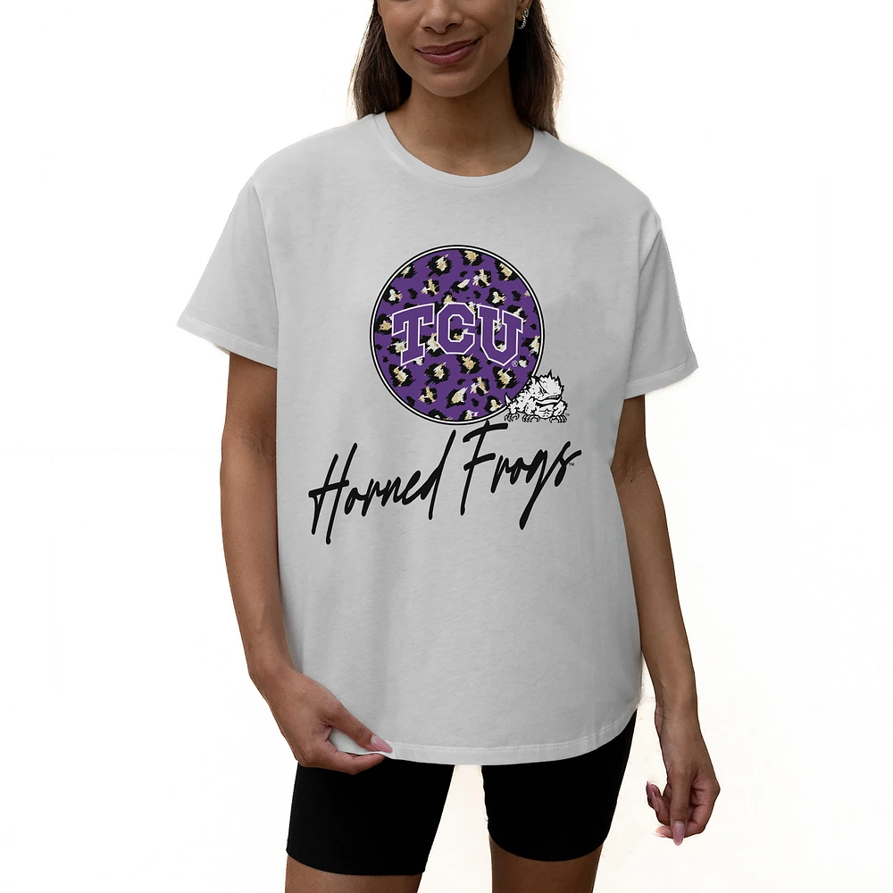 Women's Gameday Couture White TCU Horned Frogs Wild Expectations Tri-Blend Flowy T-Shirt