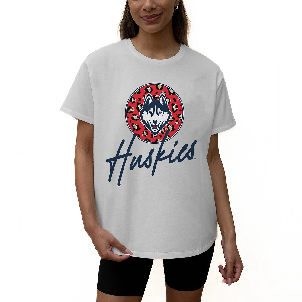 Women's Gameday Couture White UConn Huskies Wild Expectations Tri-Blend Flowy T-Shirt