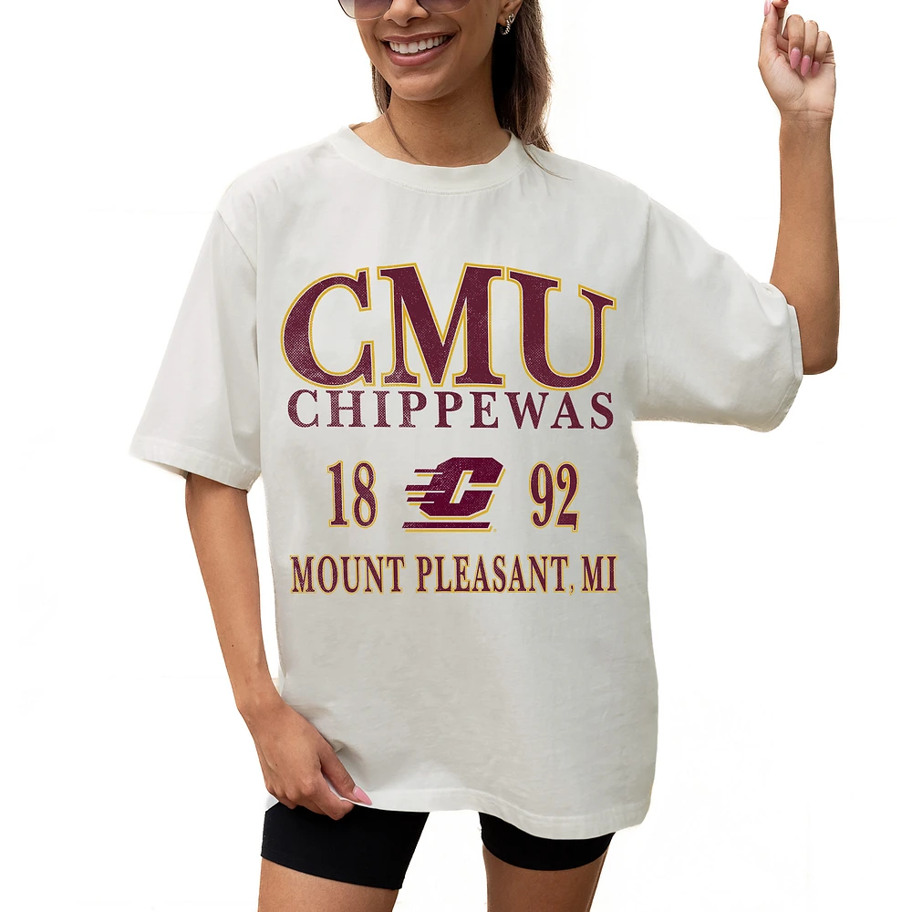 Women's Gameday Couture Cream Central Michigan Chippewas Unity Oversized T-Shirt