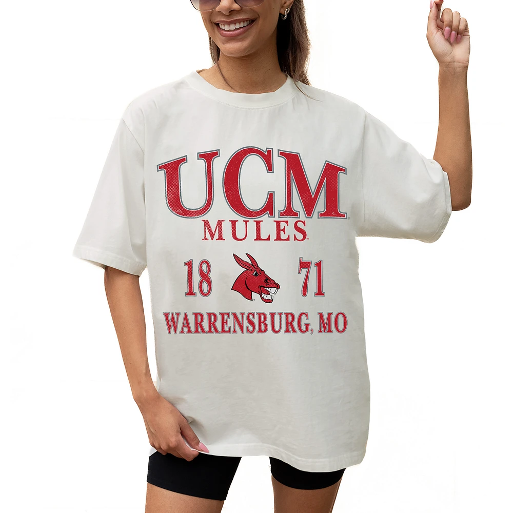 Women's Gameday Couture Cream Central Missouri Mules Unity Oversized T-Shirt