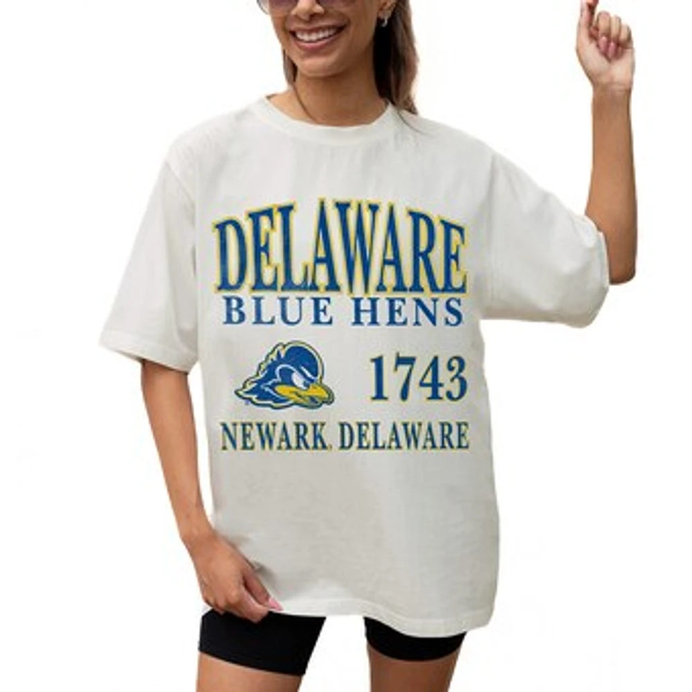 Women's Gameday Couture Cream Delaware Fightin' Blue Hens Unity Oversized T-Shirt