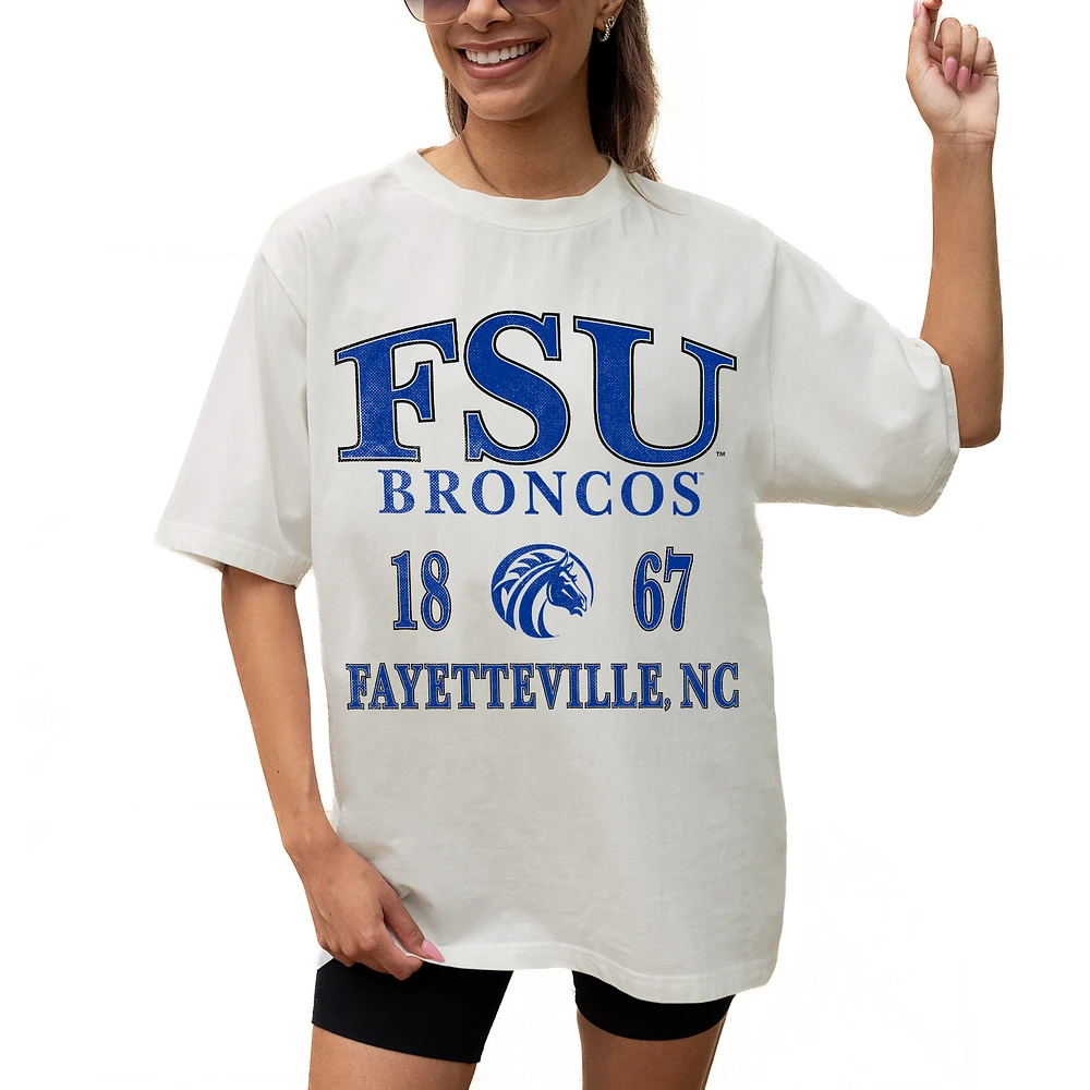 Women's Gameday Couture Cream Fayetteville State Broncos Unity Oversized T-Shirt