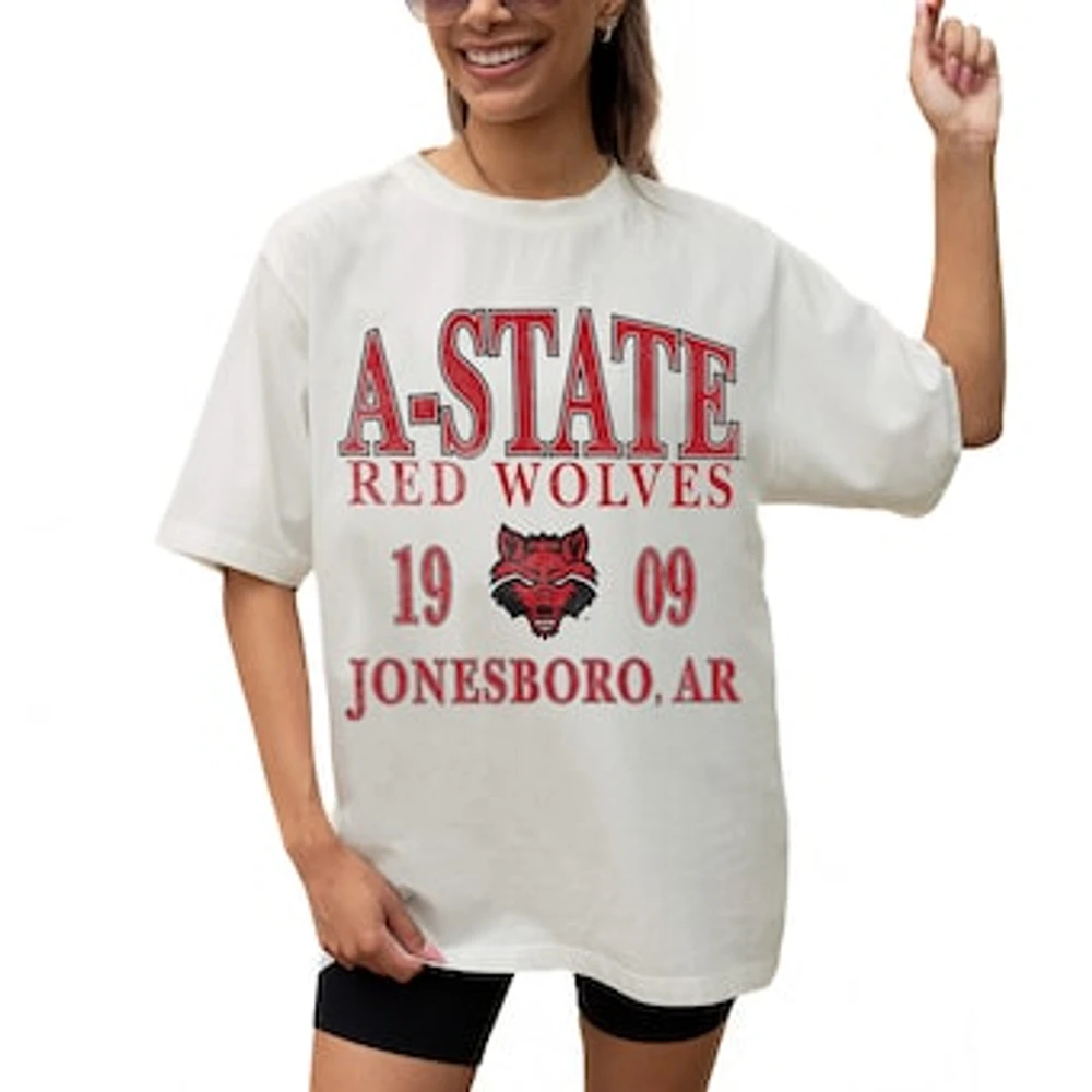 Women's Gameday Couture Cream Arkansas State Red Wolves Unity Oversized T-Shirt