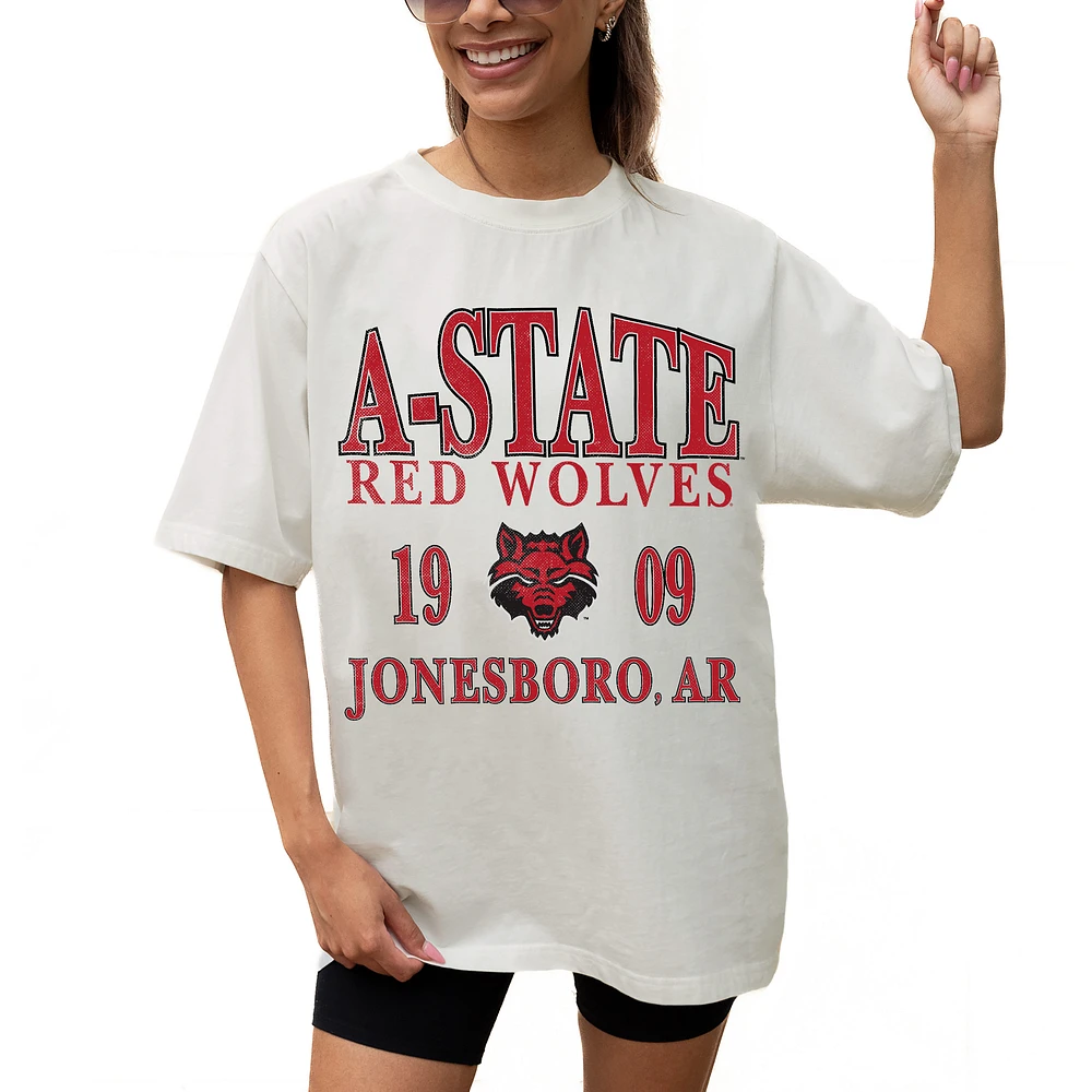 Women's Gameday Couture Cream Arkansas State Red Wolves Unity Oversized T-Shirt