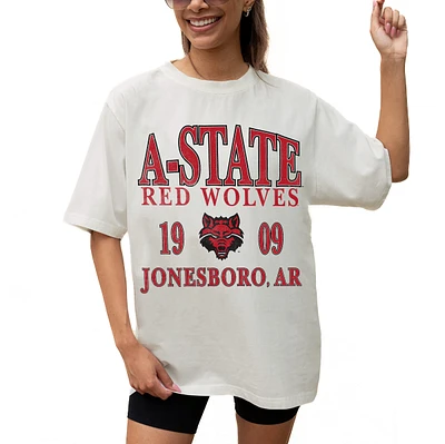 Women's Gameday Couture Cream Arkansas State Red Wolves Unity Oversized T-Shirt