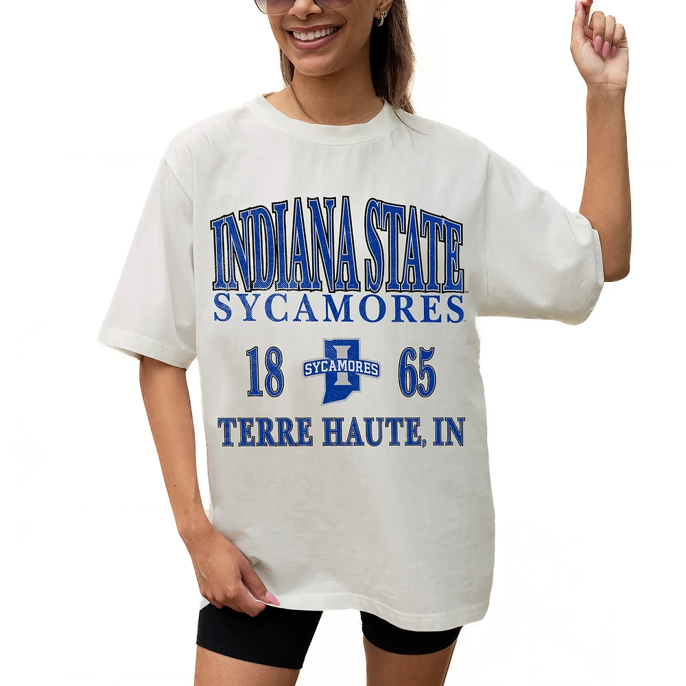 Women's Gameday Couture Cream Indiana State Sycamores Unity Oversized T-Shirt