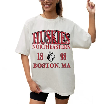 Women's Gameday Couture Cream Northeastern Huskies Unity Oversized T-Shirt