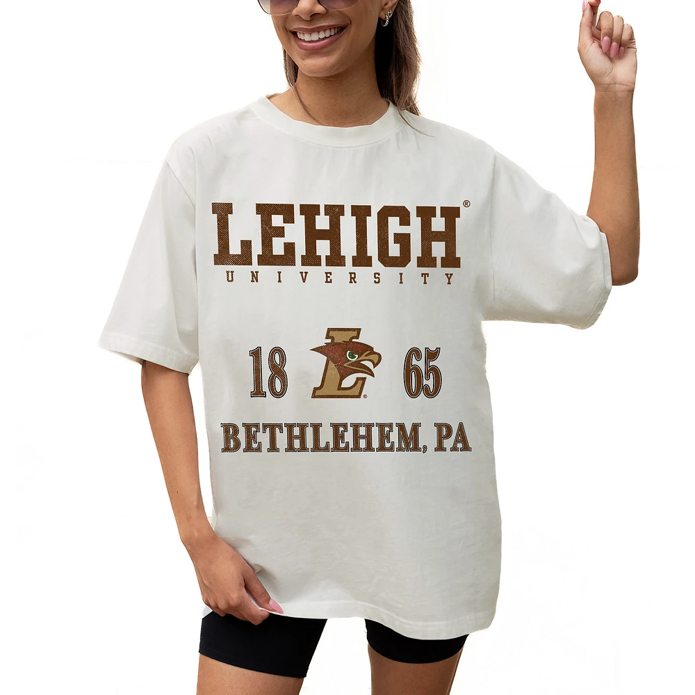 Women's Gameday Couture Cream Lehigh Mountain Hawks Unity Oversized T-Shirt