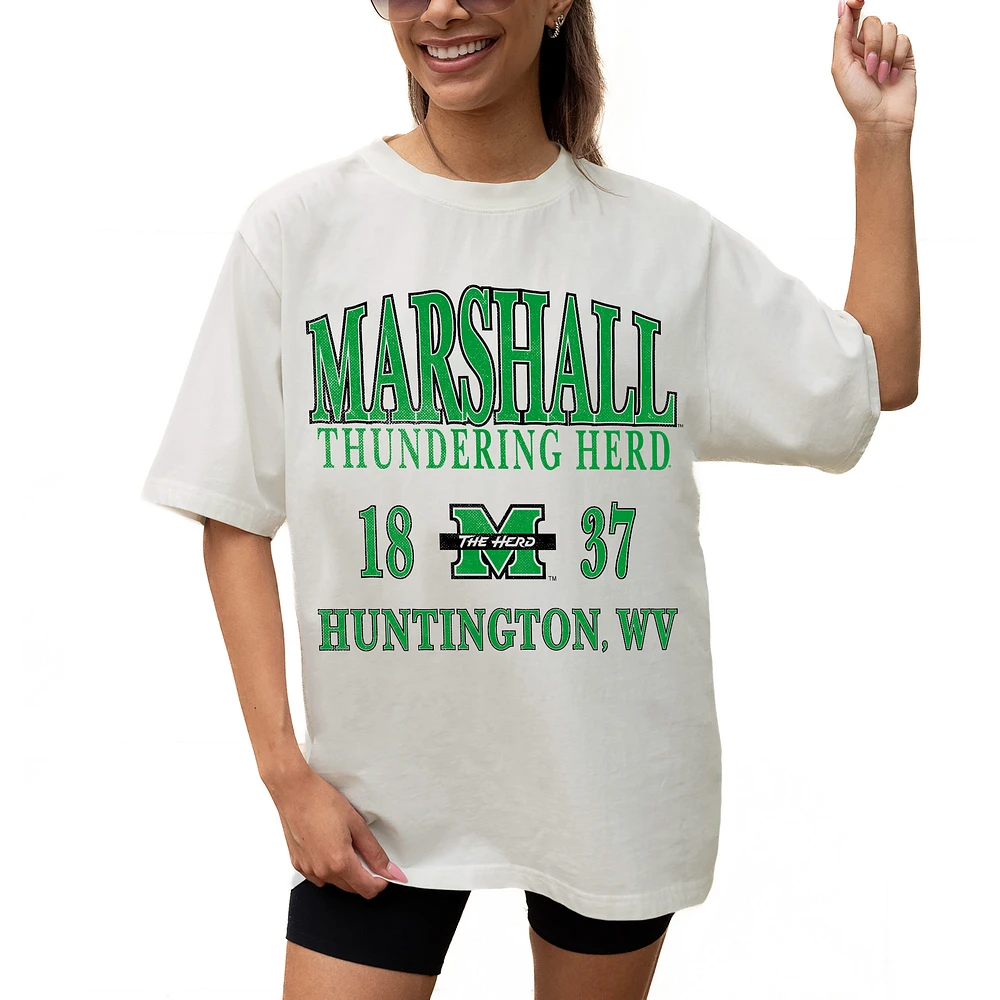 Women's Gameday Couture Cream Marshall Thundering Herd Unity Oversized T-Shirt