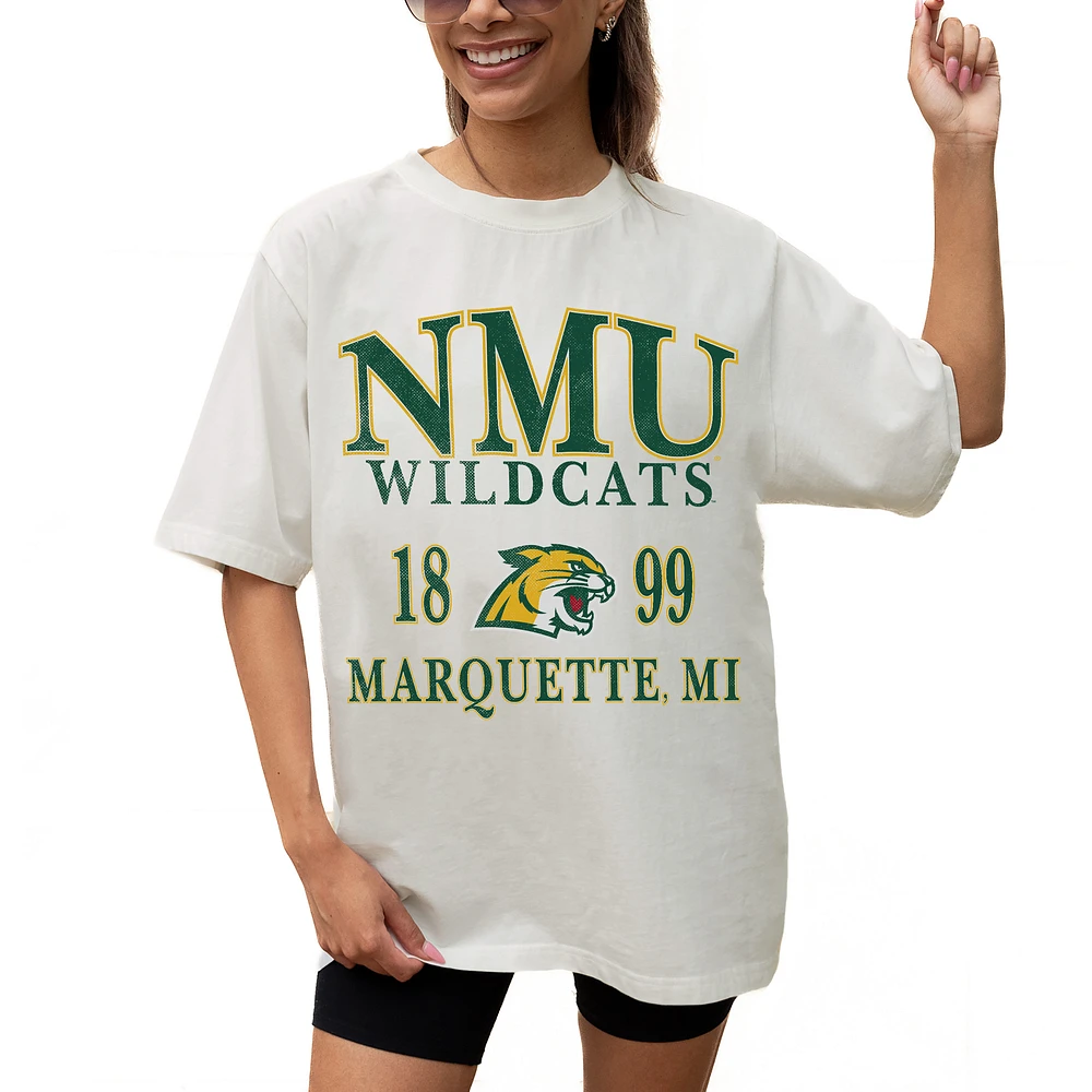 Women's Gameday Couture Cream Northern Michigan Wildcats Unity Oversized T-Shirt