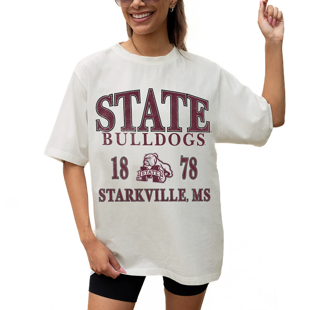 Women's Gameday Couture Cream Mississippi State Bulldogs Unity Oversized T-Shirt