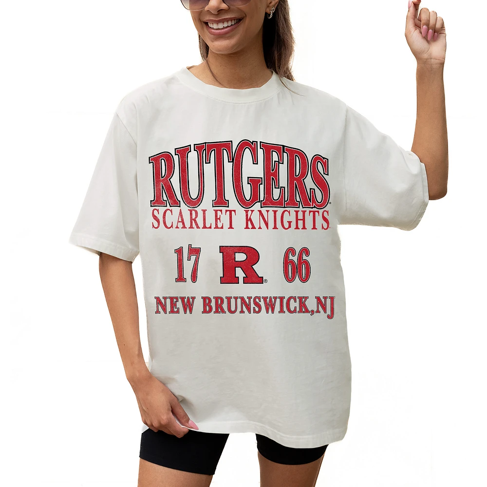 Women's Gameday Couture Cream Rutgers Scarlet Knights Unity Oversized T-Shirt