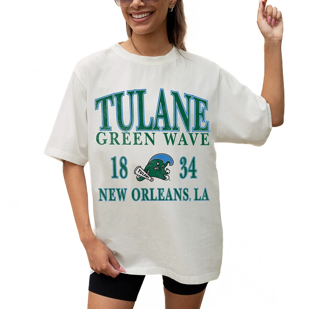 Women's Gameday Couture Cream Tulane Green Wave Unity Oversized T-Shirt