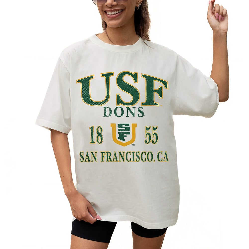 Women's Gameday Couture Cream San Francisco Dons Unity Oversized T-Shirt