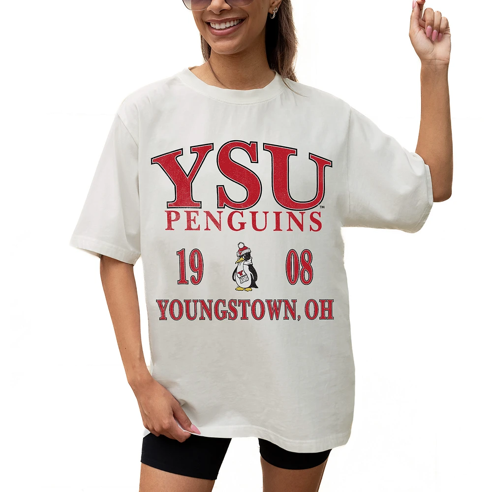 Women's Gameday Couture Cream Youngstown State Penguins Unity Oversized T-Shirt
