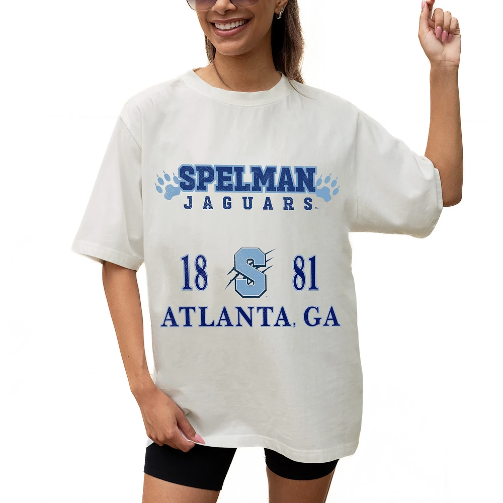 Women's Gameday Couture Cream Spelman College Jaguars Unity Oversized T-Shirt