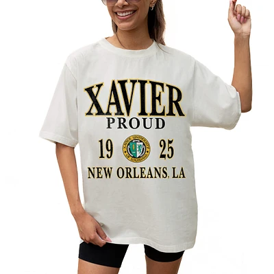 Women's Gameday Couture Cream Xavier University of Louisiana Gold Rush Unity Oversized T-Shirt