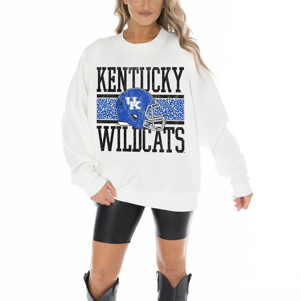 Women's Gameday Couture White Kentucky Wildcats Fair Catch Pullover Sweatshirt