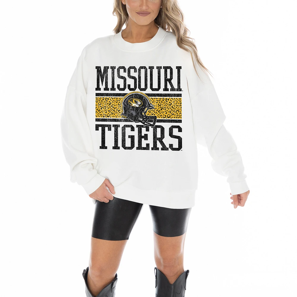 Women's Gameday Couture White Missouri Tigers Fair Catch Pullover Sweatshirt