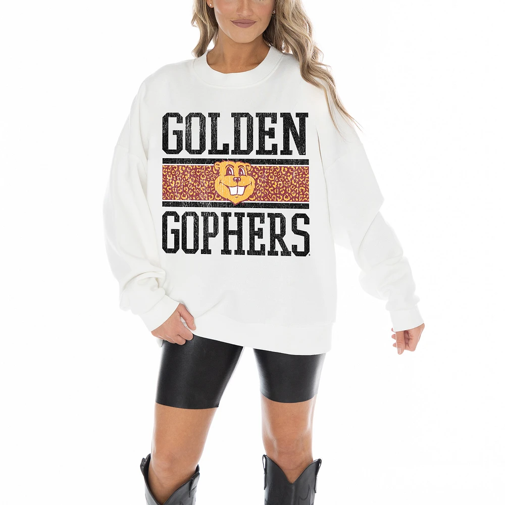 Women's Gameday Couture White Minnesota Golden Gophers Fair Catch Pullover Sweatshirt