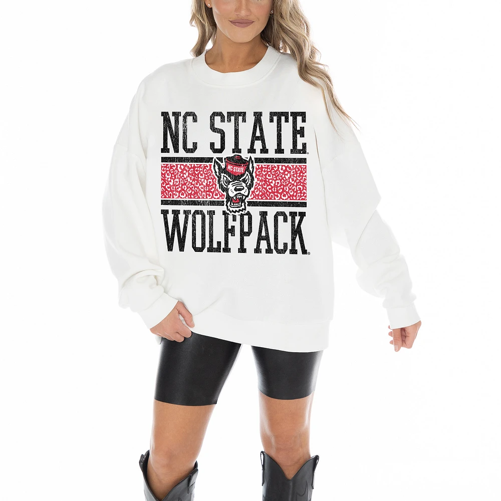 Women's Gameday Couture White NC State Wolfpack Fair Catch Pullover Sweatshirt