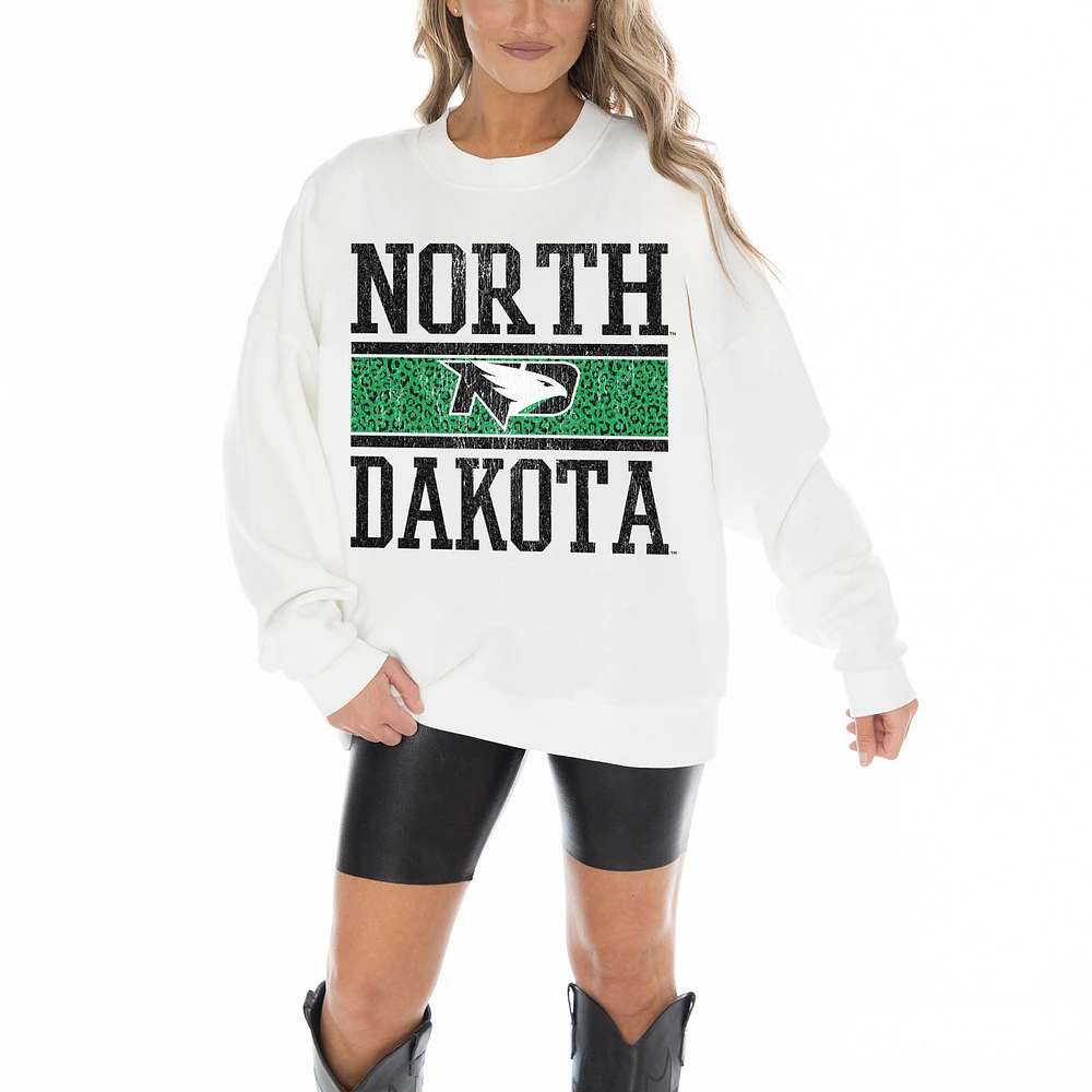 Women's Gameday Couture White North Dakota Fair Catch Pullover Sweatshirt