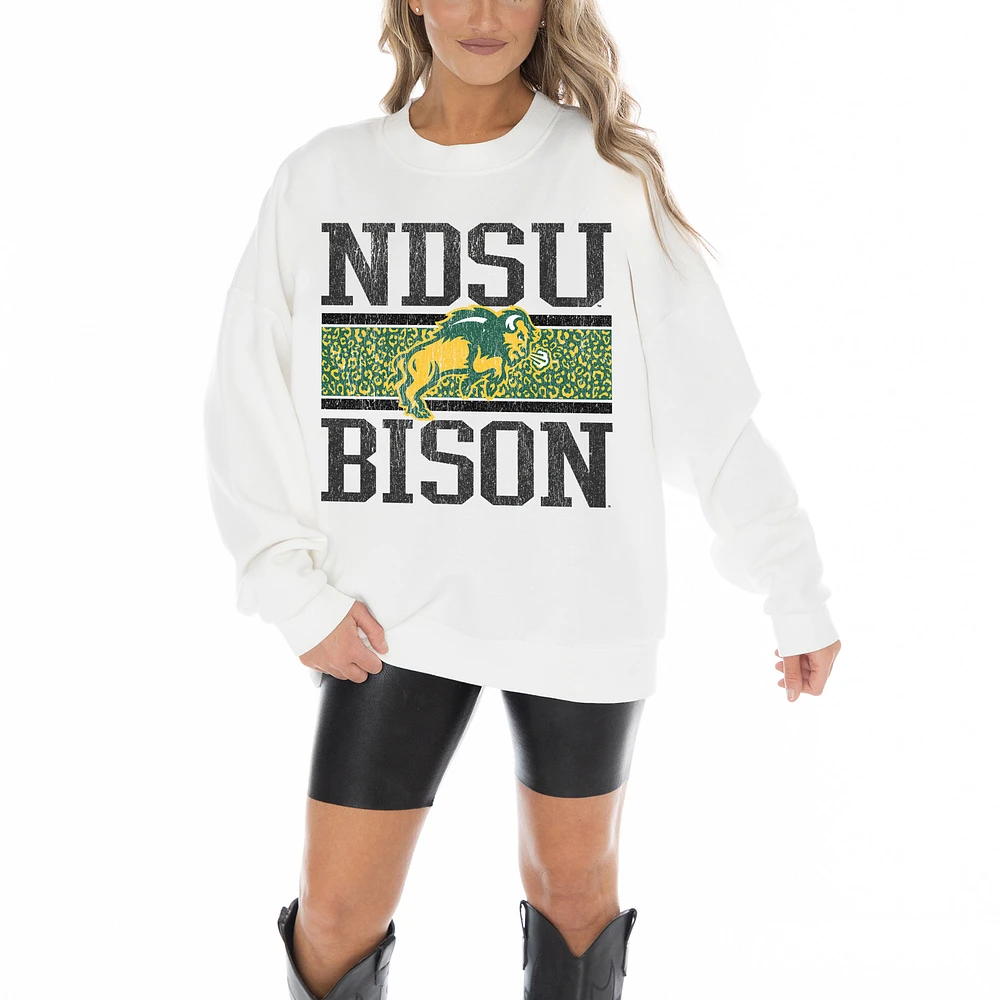 Women's Gameday Couture White NDSU Bison Fair Catch Pullover Sweatshirt