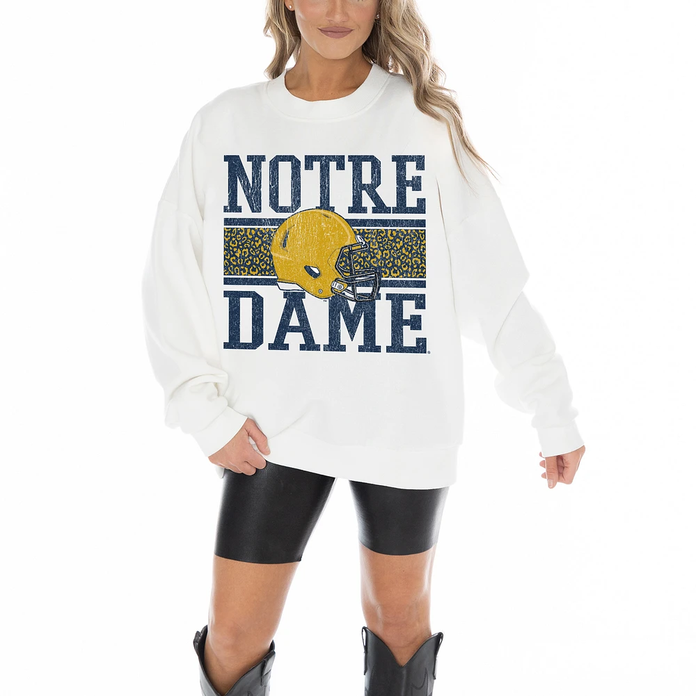 Women's Gameday Couture White Notre Dame Fighting Irish Fair Catch Pullover Sweatshirt