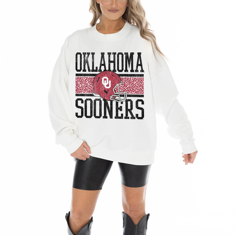 Women's Gameday Couture White Oklahoma Sooners Fair Catch Pullover Sweatshirt