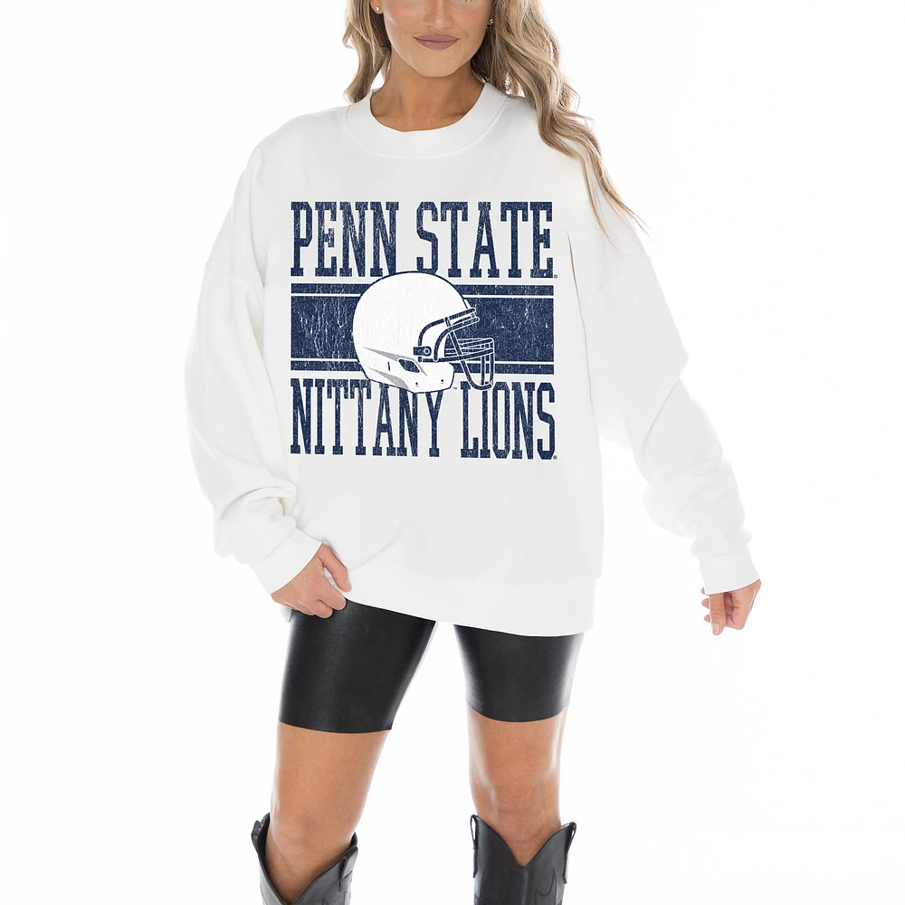 Women's Gameday Couture White Penn State Nittany Lions Fair Catch Pullover Sweatshirt