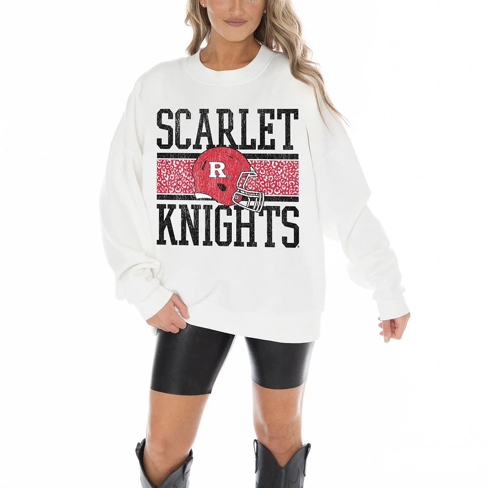 Women's Gameday Couture White Rutgers Scarlet Knights Fair Catch Pullover Sweatshirt