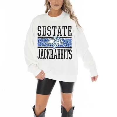 Women's Gameday Couture White South Dakota State Jackrabbits Fair Catch Pullover Sweatshirt