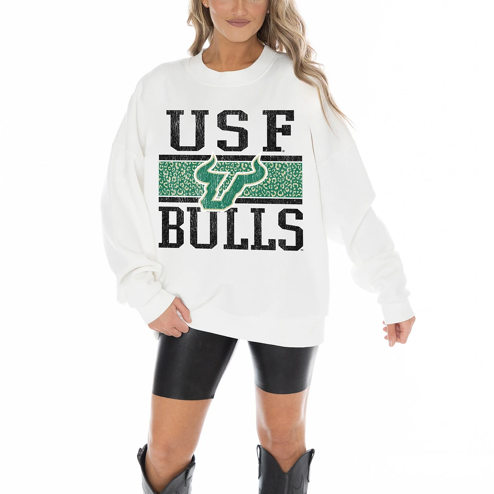 Women's Gameday Couture White South Florida Bulls Fair Catch Pullover Sweatshirt