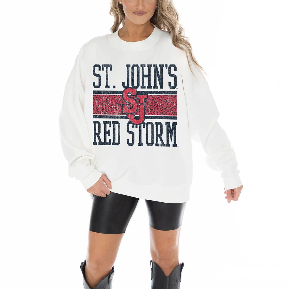Women's Gameday Couture White St. John's Red Storm Fair Catch Pullover Sweatshirt