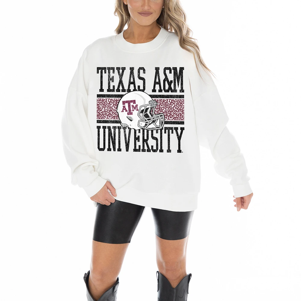 Women's Gameday Couture White Texas A&M Aggies Fair Catch Pullover Sweatshirt