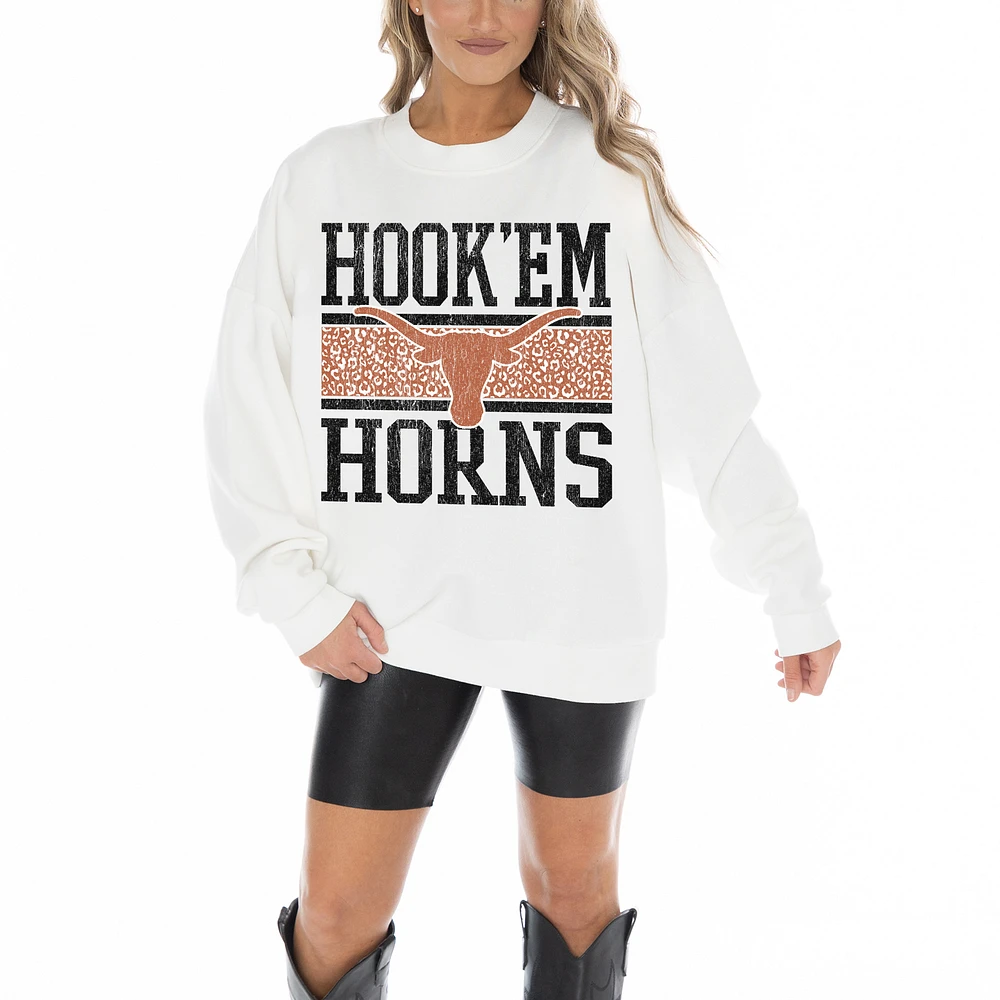Women's Gameday Couture White Texas Longhorns Fair Catch Pullover Sweatshirt