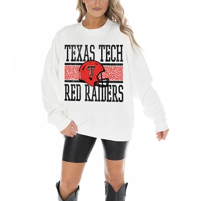 Women's Gameday Couture White Texas Tech Red Raiders Fair Catch Pullover Sweatshirt
