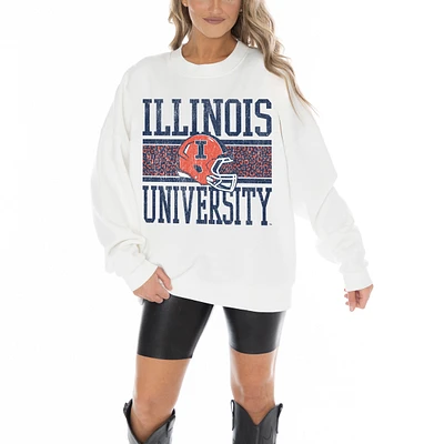 Women's Gameday Couture White Illinois Fighting Illini Fair Catch Pullover Sweatshirt