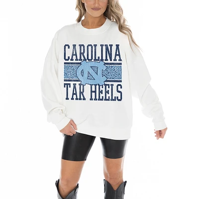 Women's Gameday Couture White North Carolina Tar Heels Fair Catch Pullover Sweatshirt