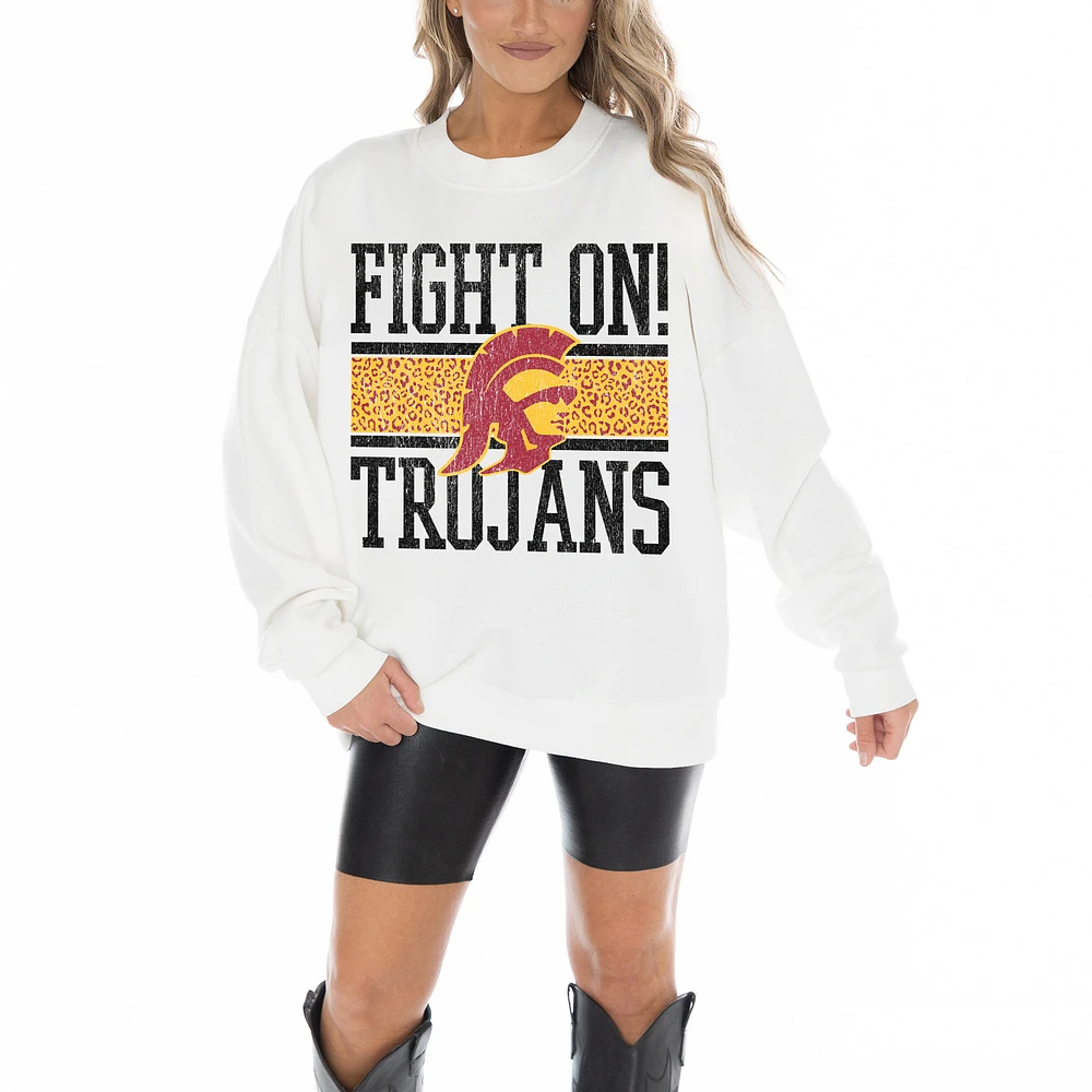 Women's Gameday Couture White USC Trojans Fair Catch Pullover Sweatshirt