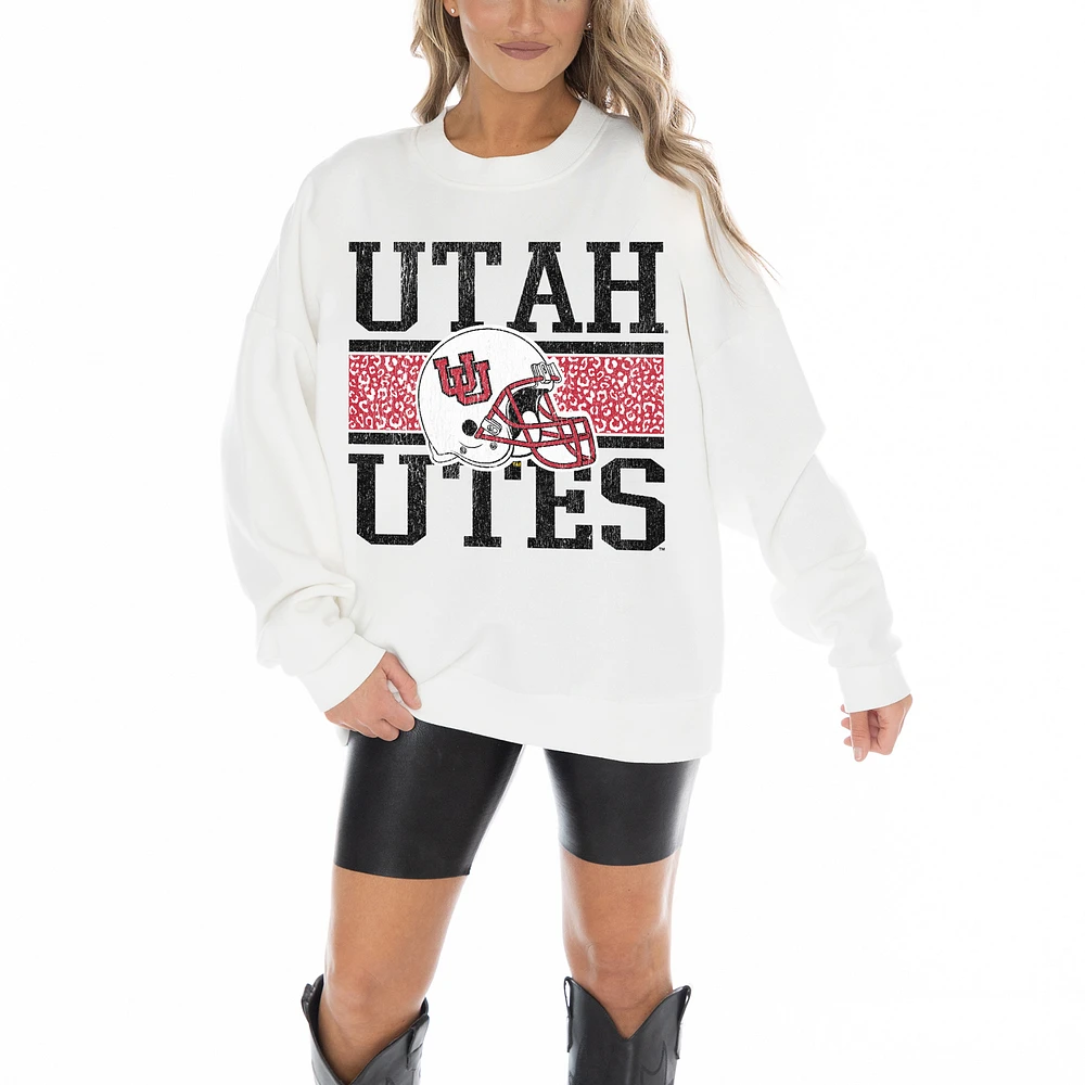 Women's Gameday Couture White Utah Utes Fair Catch Pullover Sweatshirt