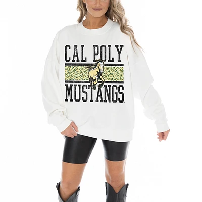 Women's Gameday Couture White Cal Poly Mustangs Fair Catch Pullover Sweatshirt