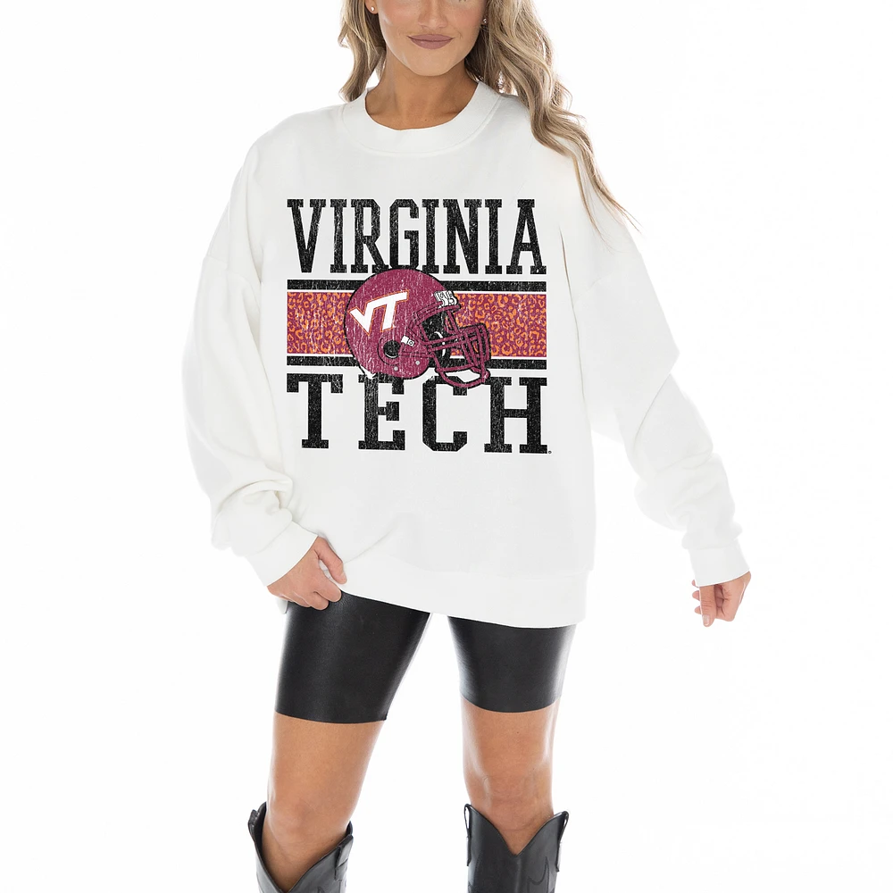 Women's Gameday Couture White Virginia Tech Hokies Fair Catch Pullover Sweatshirt