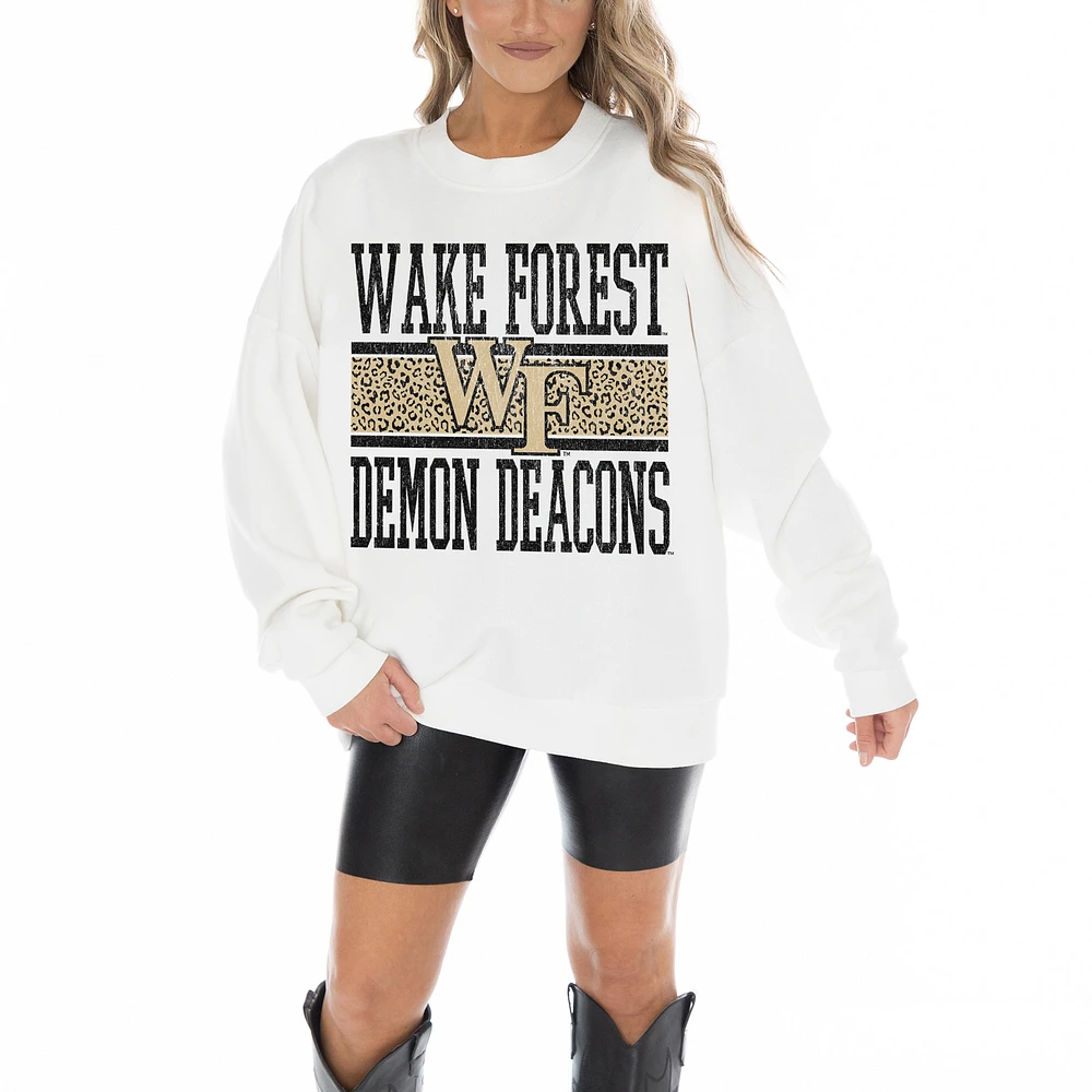 Women's Gameday Couture White Wake Forest Demon Deacons Fair Catch Pullover Sweatshirt