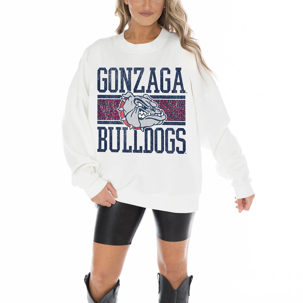 Women's Gameday Couture White Gonzaga Bulldogs Fair Catch Pullover Sweatshirt