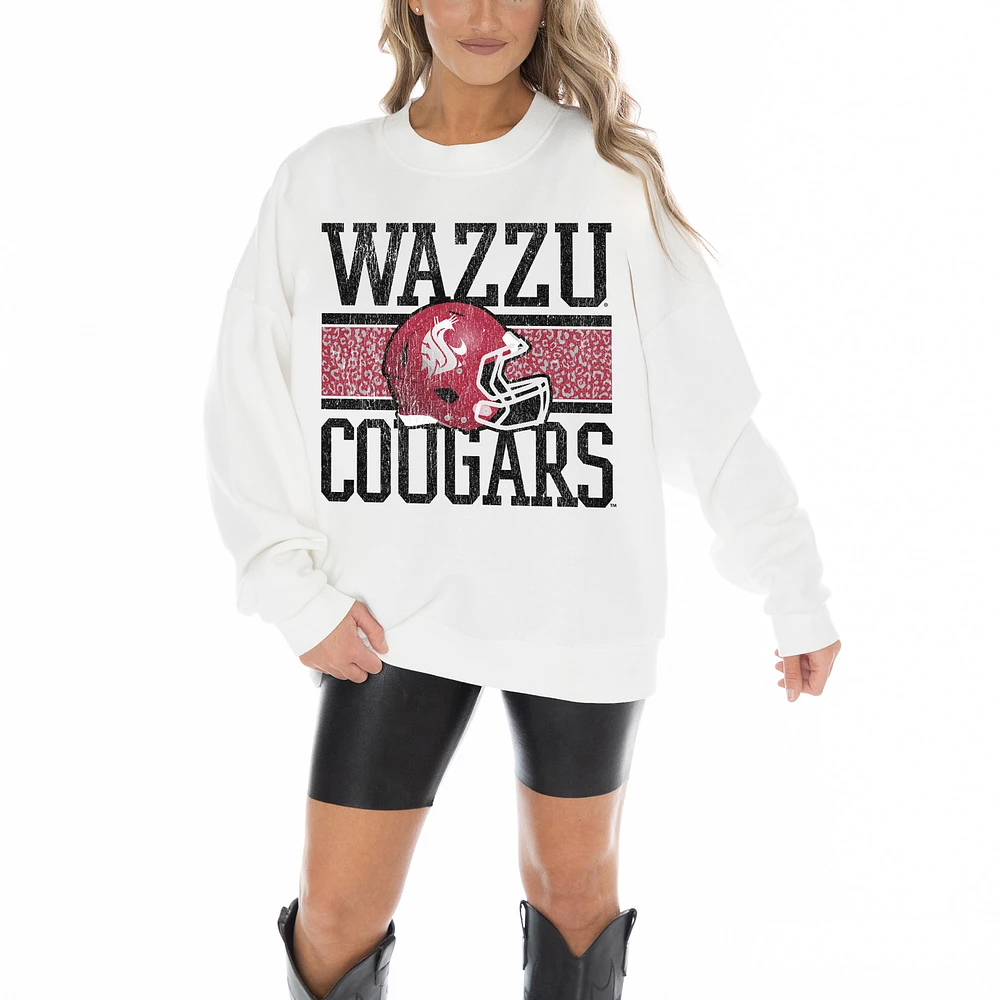 Women's Gameday Couture White Washington State Cougars Fair Catch Pullover Sweatshirt