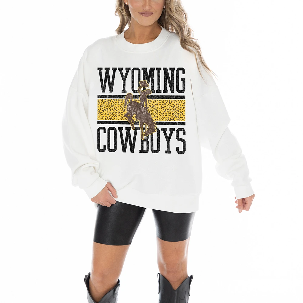 Women's Gameday Couture White Wyoming Cowboys Fair Catch Pullover Sweatshirt